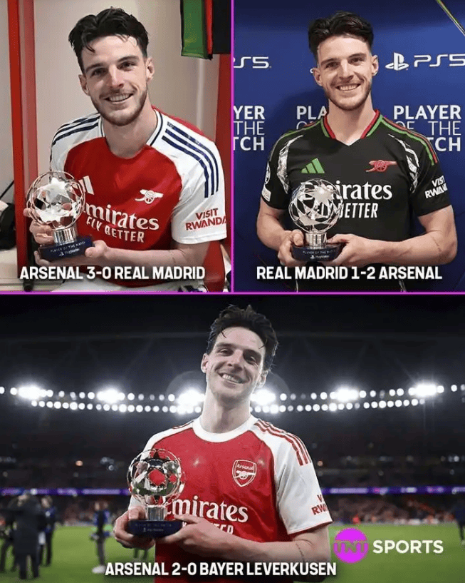 真关键先生！阿森纳欧冠淘汰赛近3胜 当场MVP都是赖斯