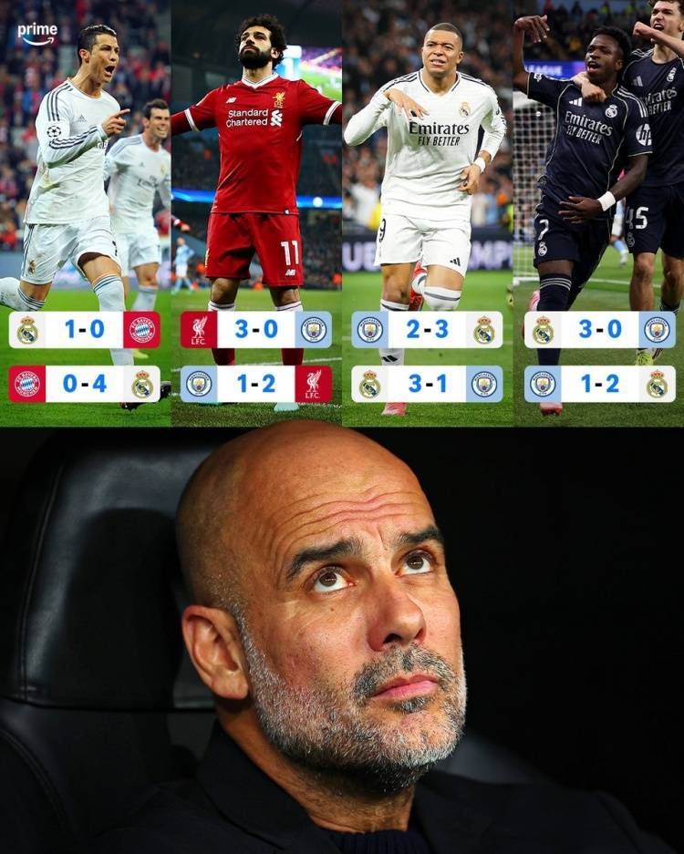 瓜迪奥拉执教曼城欧冠成绩总结：1次冠军1次亚军2次止步16强